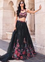 Chinnon Silk Black Party Wear Printed Readymade Lehenga Choli